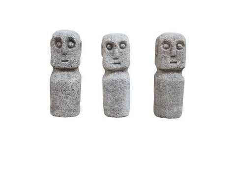 Buste Moai statuer (3 stk), grå antik sten - MUUBS