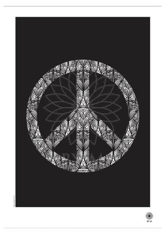 Motiv plakat - Peace sort/hvid 50*70 - BY M