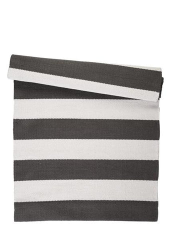 Tæppe - BOARD stribet tæppe 80 x 250, mørkegrå/hvid - Linum