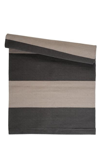 Tæppe - STEN stribet tæppe, 2 størrelser, lys/mørkegrå - Linum