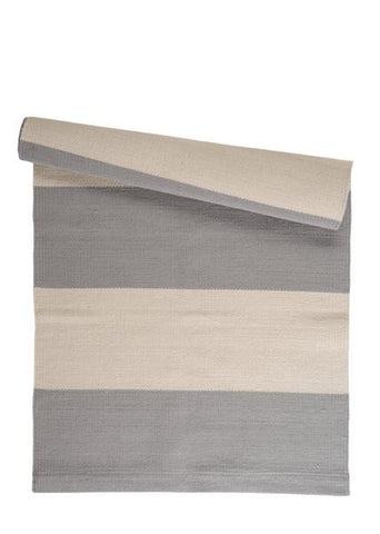 Tæppe - STEN stribet tæppe, 2 størrelser, råhvid/lysegrå - Linum